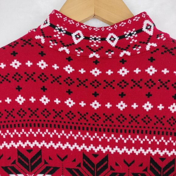 Breckenridge Sweater Womens Petite XL Red 1/4 Zip Fair Isle Holiday Christmas - Picture 12 of 13